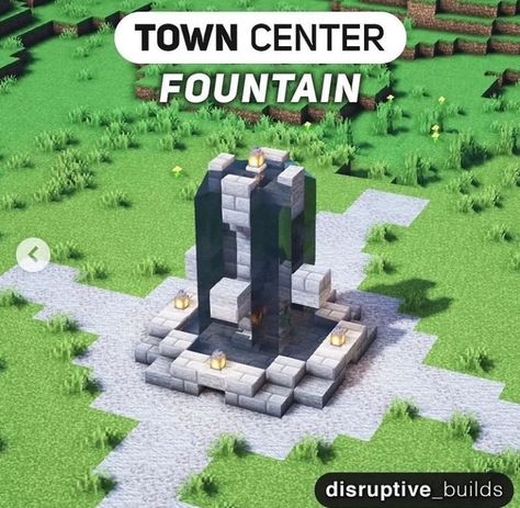 Minecraft Village Centre Ideas, Minecraft Community Center Ideas, Minecraft City Center Ideas, Minecraft Village Town Center, Minecraft Medieval Town Center, Minecraft Town Centerpiece, Town Center Minecraft Ideas, Minecraft Town Center Fountain, Minecraft Village Fountain