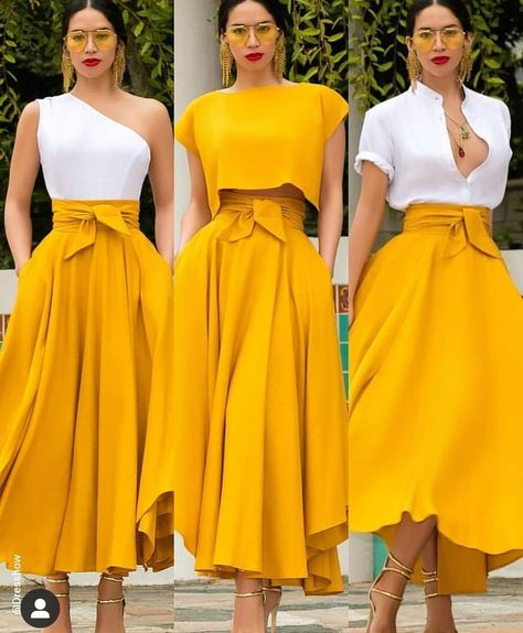 Stylish Skirts, Yellow Skirt, Queen Dress, Classy Dress Outfits, African Print Fashion Dresses, Outfit Trends, African Print Fashion, Looks Chic, African Fashion Dresses