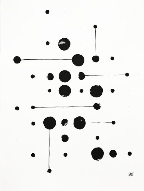 Black and White Abstract print. Original executed in black block ink, sumi ink, graphite. Original shown at "Dots and Lines" opening March 28th 2017 Sausalito, California. Abstract Line Art Black And White, Dots And Lines Art, Abstract Black And White Art Prints, Black White Graphic Art, Graphic Abstract Art, Dot Line Art, Line And Dot Art, Black And White Design Art, Abstract Design Drawing