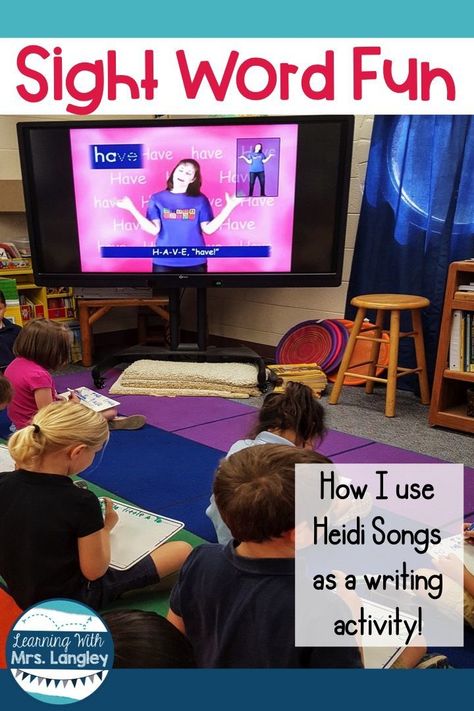 This blog post shows how I use Heidisongs to introduce and practice new sight words along with working on handwriting in your kindergarten or preschool classroom. We love practicing our favorite songs with song, dance, and writing! Your students will enjoy this practice too whether you are using a Fry list or Dolce words. #kindergarten #prek #sightwords Teacher Apps, Crayon Classroom, Confetti Classroom, Unit Planning, Sight Word Fun, Kindergarten Songs, Teaching Sight Words, Spelling And Handwriting, Sight Words Kindergarten