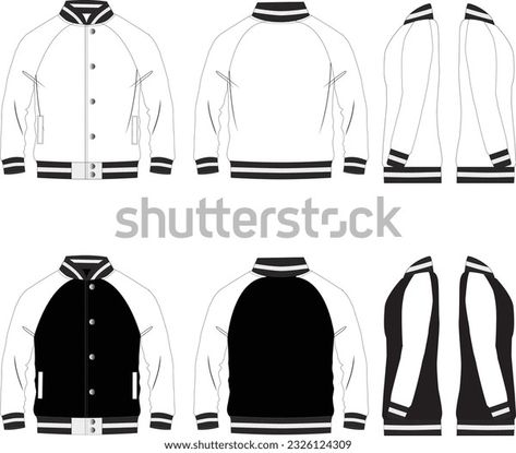 Varsity Jacket Raglan Sleeves Fashion Template Stock Vector (Royalty Free) 2326124309 | Shutterstock Fashion Template, Fashion Templates, Professional Fashion, Fashion Flats, Quality Fashion, Raglan Sleeve, Trend Setter, Varsity Jacket, Stock Vector