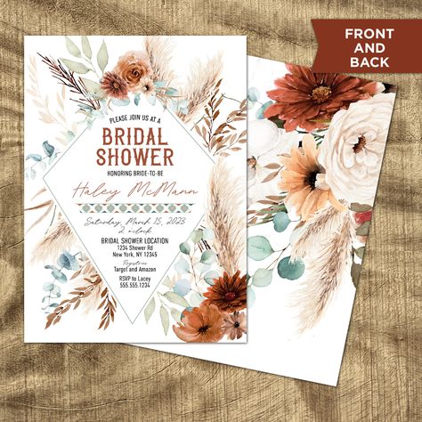 Bridal Shower Farm Theme, Boho Wedding Shower Invitations, Bridal Shower Theme Boho, Western Chic Bridal Shower Ideas, Western Bridal Shower Invitations, Western Bridal Shower Games, Boho Country Bridal Shower Ideas, Bridal Shower Country Theme, Western Bridal Shower Decor