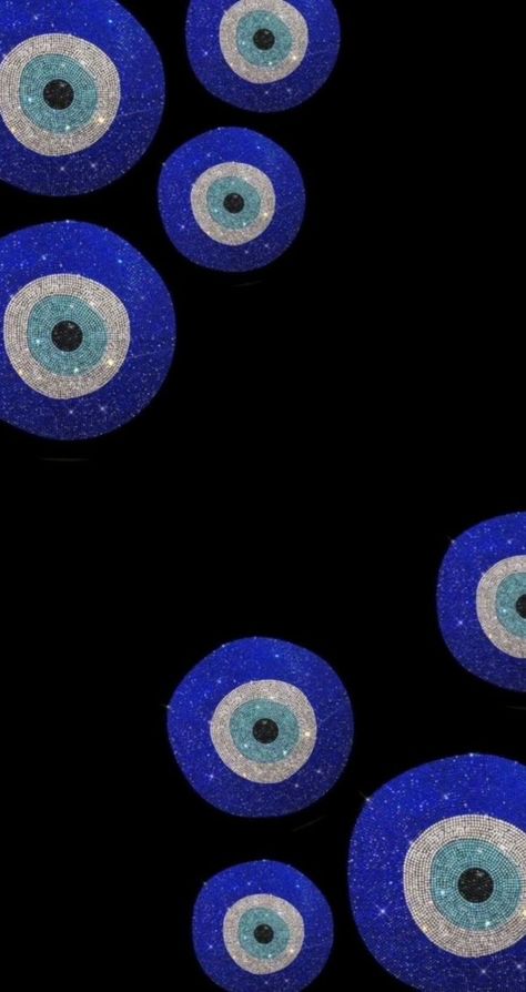 Evil Eyes, Black Background, Circles, Dots, Tumblr, Blue, White, Black