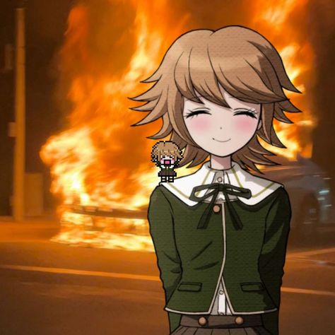 Danganronpa Chihiro, Burning Car, Chihiro Fujisaki, Hope's Peak Academy, Honey Boo Boo, Danganronpa Memes, Trigger Happy Havoc, Trigger Happy, The Burning