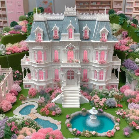 #homedecor, #interiordesign, #homedesign, #decor inspiration Barbie Garden, Pink Mansion, Pink House Exterior, Ambient Art, Environments Art, Roblox Builds, Old Victorian Homes, Dollhouse Garden, House Design Pictures