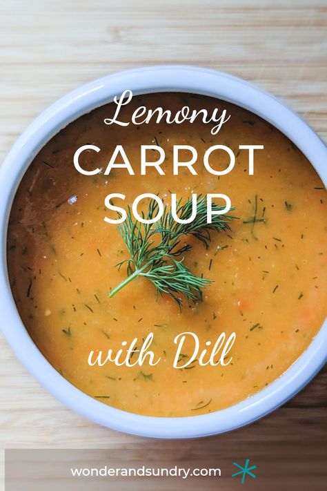 You're going to love Lemony Carrot Soup with Dill! At once warm and comforting and bright and fresh, suitable for both dinner parties and weekday lunches, Lemony Carrot Soup with Dill belongs in your back-pocket recipe collection. The dill and the lemon work together here to take an otherwise simple soup to new heights. In making this soup, you'll learn a basic technique that you can use over and over again in your own soup recipes. Click through for the full recipe and video! Soups With Dill, Zucchini Dill Soup, Carrot Dill Soup Recipe, Lemon Dill Soup, Drinkable Soup, Carrot Dill Soup, Dill Soup Recipe, Dill Soup, 2024 Meals