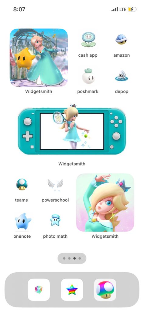 Rosalina Phone Theme, Nintendo Homescreen Layout, Nintendo Phone Theme, Mario Homescreen Layout, Rosalina Widget, Mario Phone Theme, Nintendo Homescreen, Nintendo Widget, Homescreen App Icons