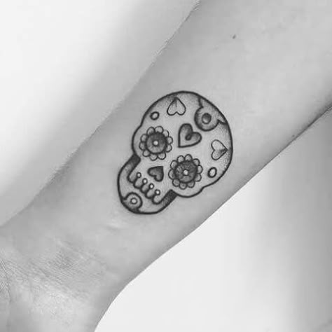 Tiny Skull Tattoos, Geometric Tattoo Skull, Geometric Tattoo Meaning, Mexican Skull Tattoos, Small Skull Tattoo, Geometric Flower Tattoo, Small Geometric Tattoo, Sugar Skull Tattoo, Catrina Tattoo