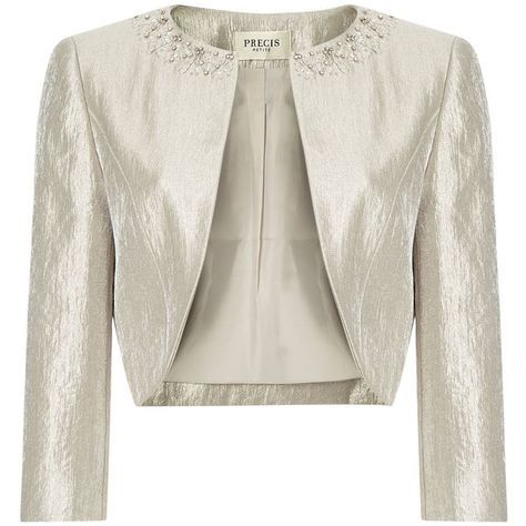 Precis Petite Oyster Embellished Bolero (2 235 ZAR) ❤ liked on Polyvore featuring outerwear, jackets, neutral, petite, women, embellished jacket, white bolero, white jacket, precis petite and bolero jacket Dresses Women Over 50, White Bolero Jacket, White Lace Jacket, White Bolero, Lace Bolero Jacket, Petite Womens Clothing, Lace Bolero, Occasion Wear Dresses, Mother Of The Bride Outfit