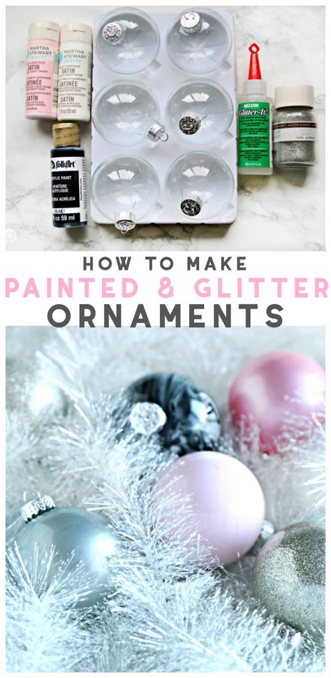 Craft Ideas Christmas, Painted Glass Ornaments, How To Make Glitter, Diy Step, Diy Step By Step, Holiday Craft, Glitter Ornaments, Holiday Crafts Christmas, Diy Holiday Decor