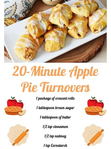 crescent dough apple turnovers on a white plate. Fruit Fritters, Crescent Roll Apple Turnovers, Apple Pie Turnovers, Crescent Roll Apple Pie, Apple Turnovers Recipe, Easy Apple Turnovers, Pie Turnovers, Apple Crescent Rolls, Crescent Roll Recipes Dessert