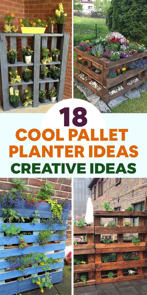 Discover the versatility of pallet planters for your garden. Transform a wooden pallet into a vertical herb garden, cascading flower display, or multi-tiered succulent planter to enhance your outdoor space with rustic charm and eco-friendly style. Embrace upcycling with these creative ideas that showcase your green thumb while reducing waste and adding a touch of sustainability to your gardening routine. Elevate your outdoor decor with pallet planters and unleash your creativity in a unique way Pallet Planter Ideas, Pallet Garden Walls, Beautiful Planters, Pallet Planters, Herb Garden Pallet, Succulent Display, Flower Displays, Planter Project, Herb Gardens