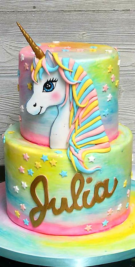 Unicorn Cake Unicorn Birthday Party Cake, Cake Unicorn, 8th Birthday Cake, 5th Birthday Cake, Unicorn Birthday Cake, Savory Cakes, Unicorn Cake, Unicorn Birthday Parties, Birthday Party Cake