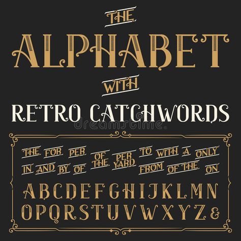 Ornate Letters, Vintage Fonts Alphabet, Steampunk Font, Hand Typography, Retro Alphabet, Vintage Typography Design, Design Alphabet, Font Letters, Vector Typography