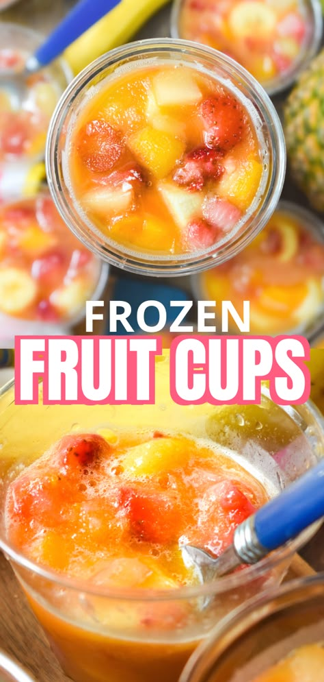 Individual Fruit Cups, Frozen Cups, Dole Fruit Cups, Frozen Fruit Cups, Frozen Fruit Snacks, Frozen Fruit Salads, Cups Recipes, Frozen Fruit Recipes, Slush Recipes