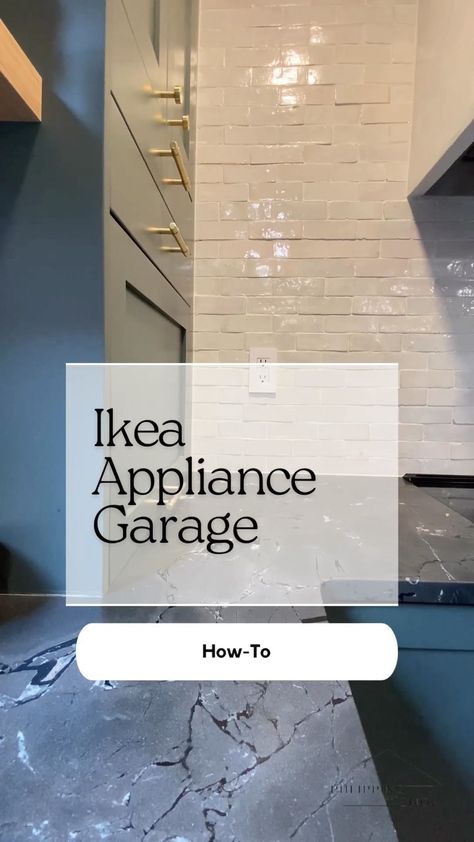 phlippingourhome on Instagram: Ikea Appliance Garage How-To! Hacking our appliance garage required just a little imagination. Notes on the process: 1. This is using… Appliance Garage Hardware, Kitchen With Island Apartment, Appliance Garage Pantry Cabinet, Diy Appliance Garage Countertops, Ikea Kitchen Appliance Storage, Appliance Garage Door Ideas, Garage Entry Into Kitchen, Diy Appliance Garage Cabinet, Appliance Makeover Diy