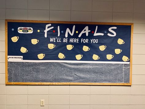 Dorm Bulletin Board Ideas, Finals Bulletin Board, College Bulletin Board, Bulletin Board Themes, Friends Bulletin Board, Residence Life Bulletin Boards, Dorm Bulletin Boards, Res Life Bulletin Boards, Door Decorations College