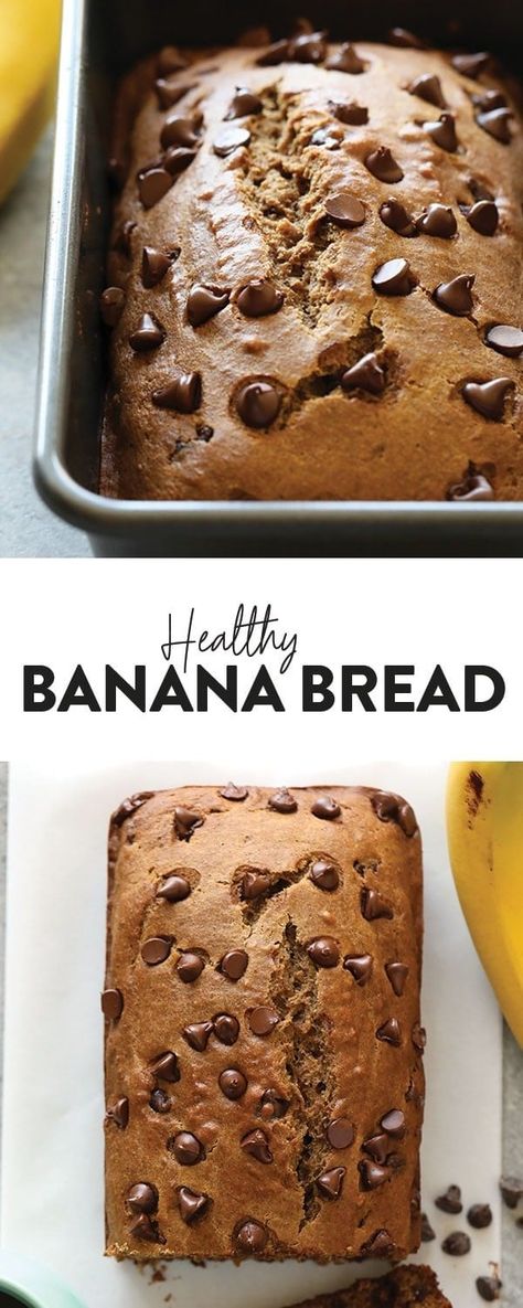 Banana Bread Coconut Oil, Banana Bread With Coconut, Roti Pisang, Sweet Banana Bread, Chocolate Chip Banana Bread Recipe, Roasted Banana, Healthy Chocolate Chip, Healthy Banana Bread, Healthy Banana