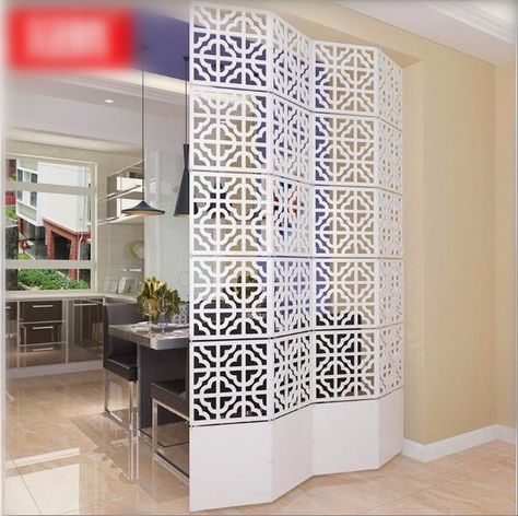 Modern Simple A living room Hanging folding screen Hollow White Dining room partition The entrance curtain Biombo-in Screens & Room Dividers from Home & Garden on Aliexpress.com | Alibaba Group Decorative Screens Divider, Wooden Divider, Folding Screen Room Divider, Metal Room Divider, زجاج ملون, Hanging Room Dividers, Room Divider Screen, Divider Screen, Living Room Partition