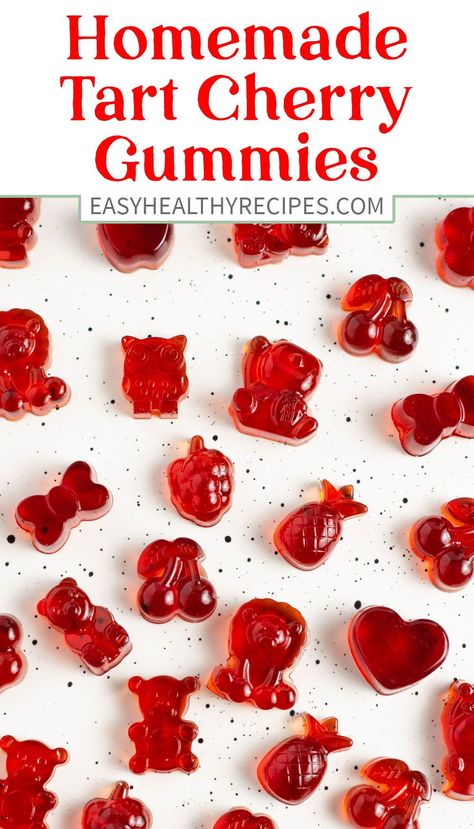 Tart Cherry Gummies, Cherry Gummies, Healthy Tart, Tart Cherries Recipes, Homemade Gummy Bears, Homemade Gummies, Dairy Free Recipes Easy, Gummies Recipe, Beef Gelatin