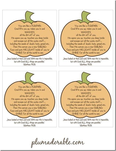 Printable Christian Pumpkin Poem Pumpkin Prayer, Christian Pumpkin, Pumpkin Poem, Religious Poems, Christian Halloween, Blessing Bags, Sunday Church, Harvest Party, Childrens Bible