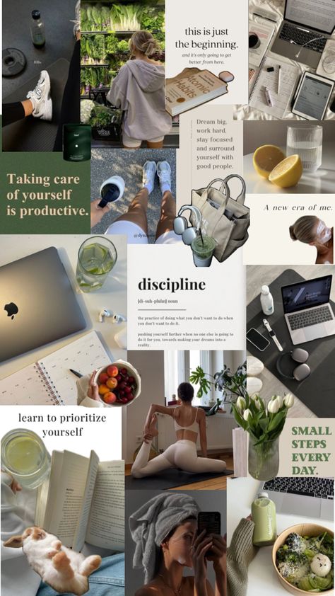 Vision Board Themes, Taking Care Of Myself, My Future Self, Small Habits, Fitness Vision Board, Vision Board Examples, Vision Board Images, Picture Board, Vision Board Wallpaper