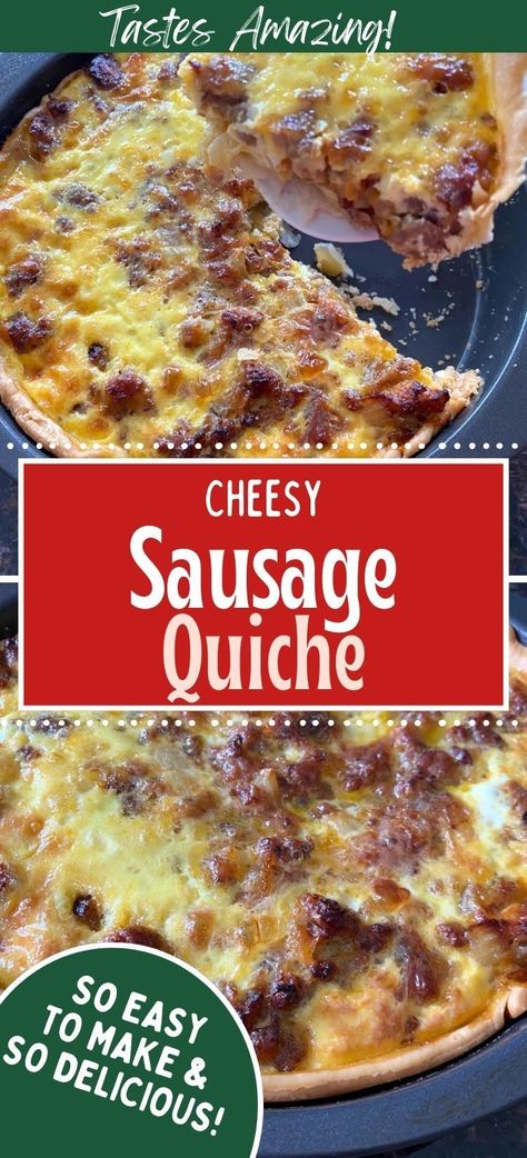 Celebrate any occasion with our Cheesy Sausage Quiche recipe! This versatile recipe, featuring a medley of cheese, sausage, and eggs in a golden crust, is perfect for brunches, potlucks, or even as a savory snack. #QuicheTime #SausageCelebration #CheeseFiesta Sausage Egg Cheese Quiche, Meat Quiche, Breakfast Quiche Sausage, Egg Quiche Recipes, Sausage Quiche Recipes, Quiche Pie Crust, Breakfast Quiche Recipes Easy, Quiche Pie, Egg Quiche