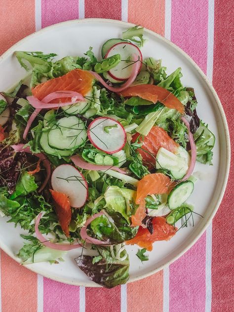 Trout Salad, Smoked Trout Salad, Bagel With Cream Cheese, Smoked Trout, Breakfast Meals, Yogurt Dressing, Summer Veggies, Fish Salad, Private Chef