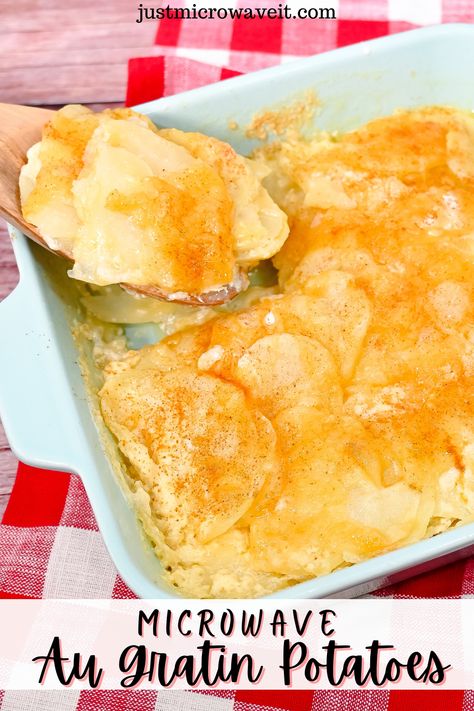 You can't beat a dish that is easy to make and tastes amazing. Microwave Au Gratin Potatoes are the perfect side dish for any meal. Plus, it only takes 15 minutes! Microwave Scalloped Potatoes Cheese, Scalloped Potatoes In Microwave Recipe, Au Gratin Potatoes Stove Top, Microwave Scalloped Potatoes Easy, Microwave Potatoes Recipes, Microwave Potato Recipes, Potatoes Au Gratin Easy, Microwave Scalloped Potatoes, Camping Sides