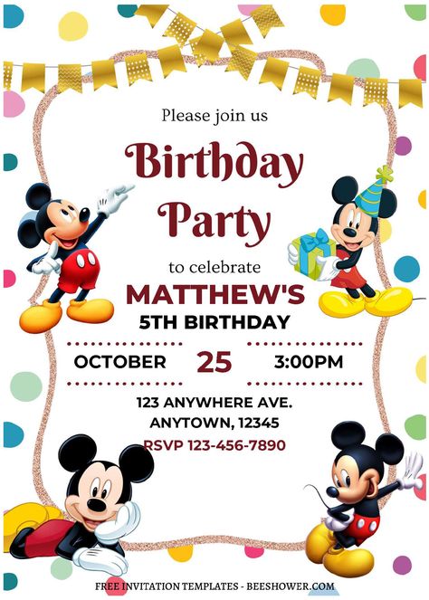 Download (Free Editable PDF) Lively Fun Mickey Mouse Baby Shower Invitation Templates Birthday Invitation Template Free Editable, Mickey Mouse Birthday Card, Minnie Birthday Invitations, Mickey Mouse Birthday Invitation, Minion Birthday Invitations, Mickey Mouse Birthday Invitations, Mickey Mouse Invitation, Mickey Mouse Baby Shower, Minnie Mouse Birthday Invitations