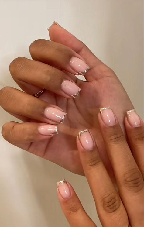 Chrome tips😍 Square French Tip Nails Color, Summer Nails Black Women, Chrome Tips, Brown Acrylic Nails, Gel Toe Nails, Acrylic Toe Nails, Editing Tricks, Chrome Nail, Girly Acrylic Nails