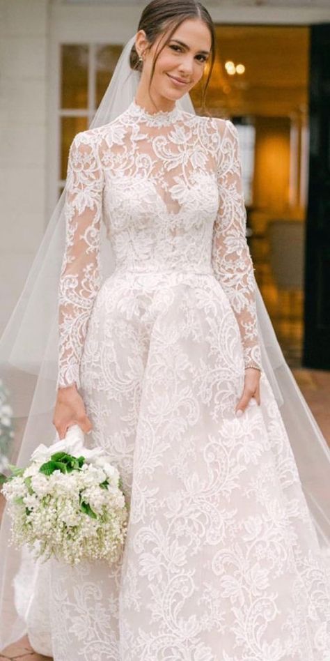 Wedding Dresses With Lace Sleeves, Dresses With Lace Sleeves, High Neck Long Sleeve Wedding Dress, High Neck Lace Wedding Dress, Black Dresses For Women, Wedding Dresses With Lace, Vintage Wedding Dress Boho, Plain Wedding Dress, Wedding Dresses Lace Ballgown