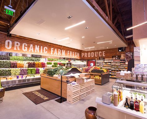 Crunchy Luxe: 5 Top Wellness Trends From Inside Erewhon Market - The Chalkboard Erewhon Market, Organic Supermarket, Fruit And Veg Shop, Architectural Design Studio, Grocery Store Design, Healthy Restaurant, Supermarket Design, Health Food Store, Wellness Trends