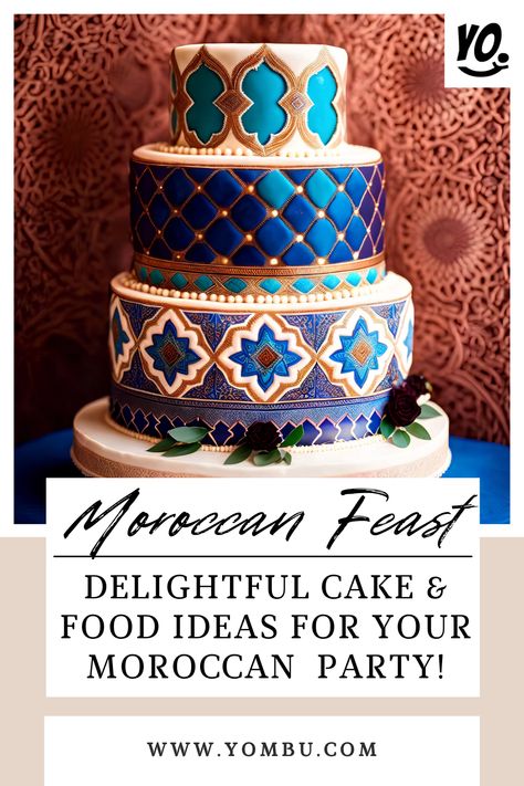 Don't miss out on the sweet Moroccan treats from Kid World Citizen that are sure to be a hit with the little ones. And, of course, a stunning Moroccan-themed cake as the centerpiece will add to the celebration. Get ready to transport your guests to the vibrant streets of Morocco with every bite and sip! #MoroccanThemedParty #MoroccanCuisine #KidsPartyFood #ExoticTreats #ThemedBuffet #CulturalCelebration #MoroccanCake #partyideas #birthday #inspiration #kidsparty #yombu Moroccan Wedding Cake, Moroccan Cake, Morrocan Theme, Moroccan Wedding Theme, Moroccan Theme Party, Moroccan Party, Chicken On A Stick, Moroccan Theme, Cake Show