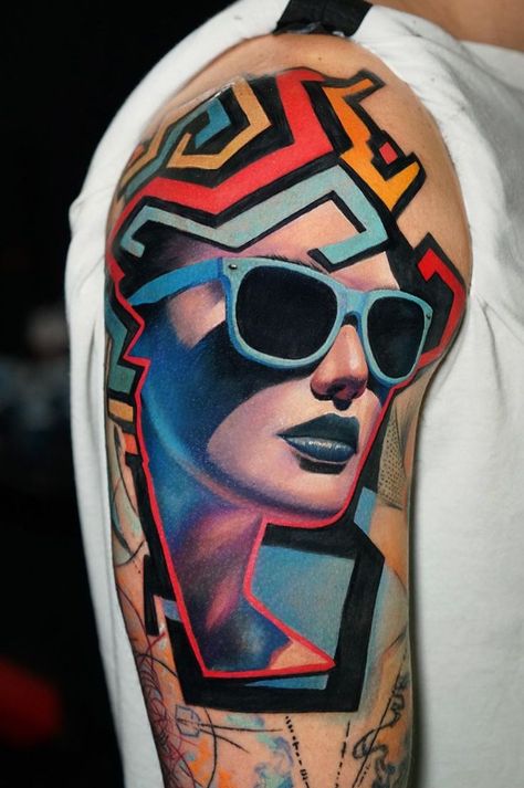 Pop Art Tattoo, Tattoo Style Art, Pop Art Tattoos, C Tattoo, Sweet Tattoos, Tattoo Graphic, Popular Tattoos, Creative Tattoos, Tattoo Designs Men