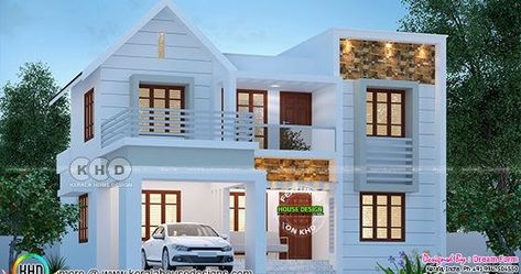 4 bedroom 1850 square feet modern house architecture plan by Dream Form from Kerala. New Home Exterior, One Floor House Plans, Flat House Design, Modern House Architecture, Kerala House, 2 Storey House Design, Modern Bungalow House, Kerala House Design, Simple House Design