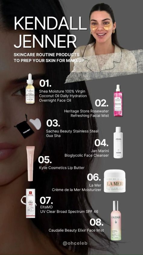 Kendall Jenner Skincare Products Routine to Prep Your Skin for MakeUp Kendall Jenner Self Care, Kendall Jenner Makeup Products, Kendall Jenner Skin Care Routine, Kendall Jenner Beauty Secrets, Skin Prep For Makeup, Kendall Jenner Skincare, Kendall Makeup, Jenner Lifestyle, Kendall Jenner Skin