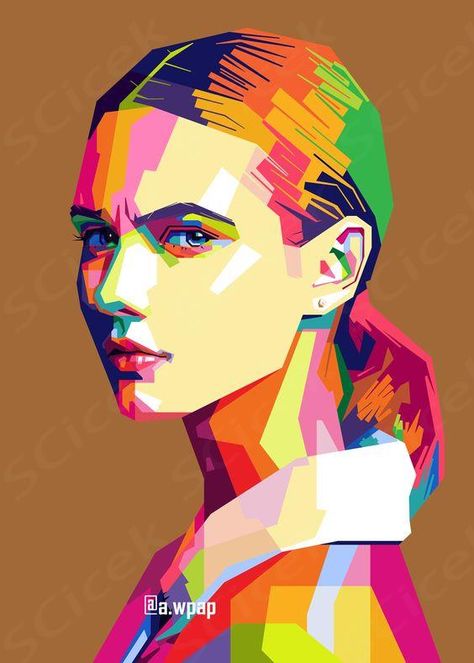 Woman Potrait in WPAP art, i can make your photo into this artwork, check my portofolio on my instagram Wpap Art Easy, Portrait Color, Wpap Art, Your Photo, Color Block, I Can, Make Your, Drawings, Quick Saves