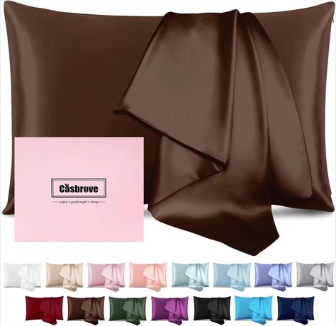 Silk Pillowcase for Hair and Skin Mulberry Silk Pillowcase Soft Breathable Smooth Both Sided Natural Silk Pillowcase with Zipper Beauty Sleep Silk Pillow Case 1 Pack for Gift(King,Brown) Brown Silk Pillowcase, Silk Pillow Case, Silk Pillowcase Hair, Silk Pillowcases, Falling Asleep, Beauty Sleep, Stay Young, Brown Silk, Silk Pillow