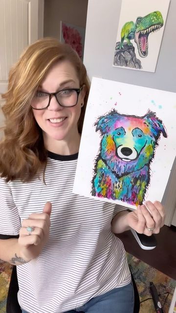 Andrea Nelson on Instagram: "So many of you have shared your pet portraits with me! That’s why this one is my favorite! You don’t know how much you guys lift me up 😊 #petportrait #paintyourpet #animallover #easyart #arttutorial #gothglue #easywatercolor #dogmom #catmom" Andrea Nelson Art, Schnauzer Art, Animal Art Projects, Glue Art, Paint Your Pet, Animal Portraits Art, Pet Portrait Painting, Watercolor Pet Portraits, Diy Watercolor