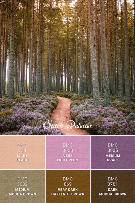 Brown And Purple Color Scheme, Green Purple Brown Colour Palettes, Lavender And Brown Color Palette, Lilac And Brown Aesthetic, Purple Earth Tones Color Palette, Purple Green Brown Color Palette, Purple Palette Colour Schemes, Brown Contrast Color Schemes, Brown Color Combinations