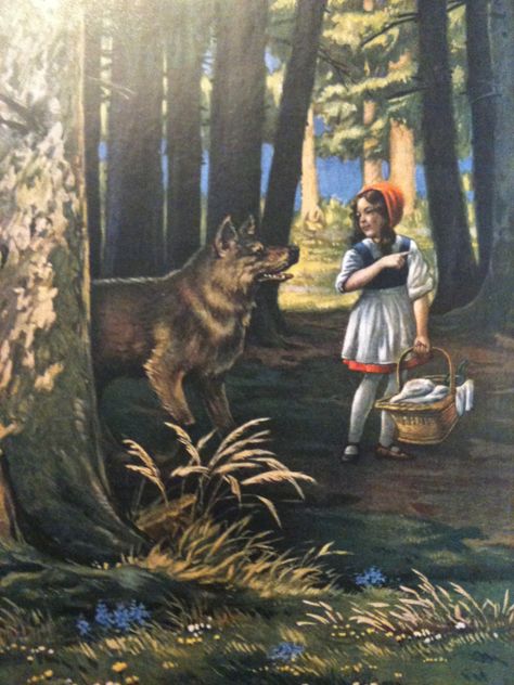 fairy tale illustration Red Riding Hood Art, Red Ridding Hood, Classic Fairy Tales, Brothers Grimm, Fairytale Illustration, Fairytale Fantasy, Vintage Fairies, Fairy Book, Red Cap