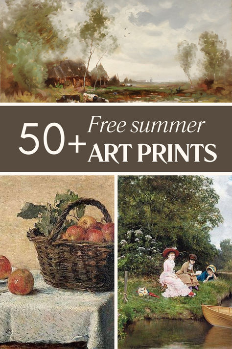 Summer art paintings Vintage Inspired Art Prints, Free French Country Printables, Free Fine Art Printables, Vintage Wall Art Prints Free Printables, Free Public Domain Art, Free Pictures To Download, Free Vintage Art Prints, Vintage Art Free, Free Art Printables