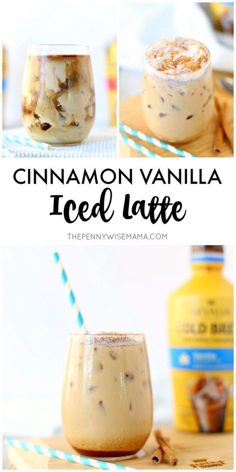 Easy Make-At-Home Cinnamon Vanilla Latte Recipe using cold brew coffee! Vanilla Latte Recipe, Coffee Drinks At Home, Iced Latte Recipe, Fancy Coffee Drinks, Iced Coffee At Home, Drinks At Home, Iced Coffee Drinks, Easy Coffee Recipes, Making Coffee