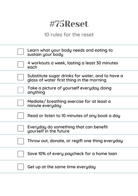 72 Soft Challenge, Hard Reset Life, Life Reset Checklist Women, 75 Medium Challenge Rules, 75 Soft Aesthetic, 75 Soft Challenge Rules, Life Reset Checklist, 2023 Routine, Reset Life