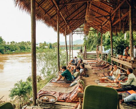 Things to do in Luang Prabang, Laos South East Asia Backpacking, Riverside Cafe, Luang Prabang Laos, Vietnam Backpacking, Banana Pancake, Backpacking India, Backpacking South America, Thailand Backpacking, Famous Waterfalls