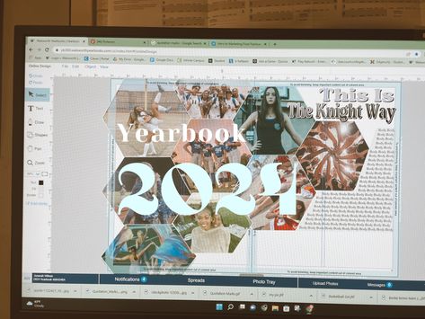 Yearbook Mood Board, Yearbook Club Aesthetic, Gold Yearbook Theme, Yearbook Title Page Ideas, Cool Yearbook Pages, Yearbook Instagram Post, Year Recap Magazine, Yearbook Collage Layout, Yearbook Opening Page Ideas