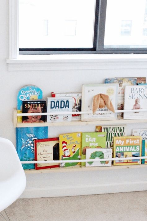 Nursery Book Storage, Baby Bookshelf, Nursery Bookshelves, Playroom Inspiration, Montessori Nursery, Nursery Book, Room Bookshelf, Nursery Bookshelf, Nursery Room Design