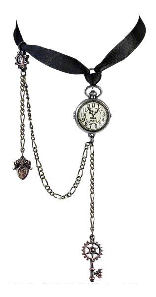 Timepiece+Choker+Necklace Diy Punk Necklace, Steampunk Choker, Time Accessories, Gothic Jewelry Diy, Mode Steampunk, Steampunk Goth, Alchemy Gothic, Výtvarné Reference, Steam Punk Jewelry