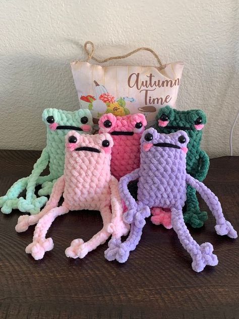 Handmade Crochet Frog, Leggy Frog, Plush frog, grumpy frog Crochet toys free patterns easy #crochettoysfreepatternseasy #crochet #crochettoy #crochetpattern #crochetpatterns 4.401 Crochet Toys Small, Leggy Froggy Crochet Pattern Free, Crochet Leggy Frog, Leggy Frog, Grumpy Frog, Boy Crochet Patterns, Crochet Patterns Baby Boy, Frog Crochet, Crochet Cat Toys